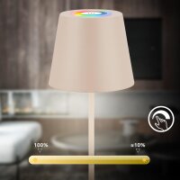 Akku-Leuchte Briloner 2,5 Watt LED Tischleuchte Flaschenleuchte RGBW 3-in1 Tischlampe Beige IP44 Touchdimmer