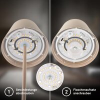 Akku-Leuchte Briloner 2,5 Watt LED Tischleuchte Flaschenleuchte RGBW 3-in1 Tischlampe Beige IP44 Touchdimmer