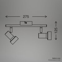 Strahler Briloner 2er Spot GU10 Fassung Deckenleuchte Altweiß 27,5 cm Deckenlampe
