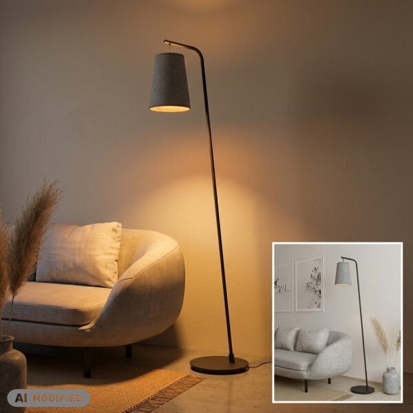 Stehleuchte Alsager, Schwarz / Grau, 40 Watt, E27-Fassung, 50,5 x 30 x 170 cm – Eglo