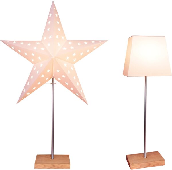 Tischlampe Leo, Holz / Weiß, 25 Watt, 17 x 43 x 67 cm – Eglo