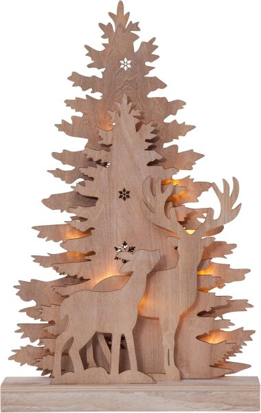 Weihnachtsbeleuchtung Eglo Fauna LED Weihnachtsdeko Batterie-Betrieb Holz Kunststoff Winterkulisse Deko