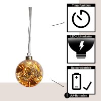 Weihnachtskugel Eglo beleuchtet LED 10 cm Amber Batterie-Betrieb Timer Deko