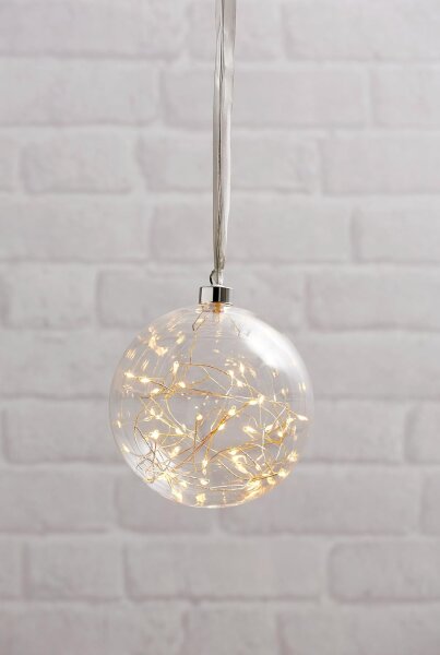 Weihnachtskugel Eglo beleuchtet LED 15 cm klar Batterie-Betrieb Timer Deko