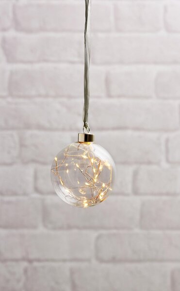 Weihnachtskugel Eglo beleuchtet LED 15 cm Amber Batterie-Betrieb Timer Deko