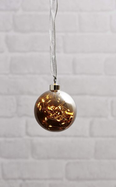 Weihnachtskugel Eglo beleuchtet LED 10 cm Schwarz Batterie-Betrieb Timer Deko
