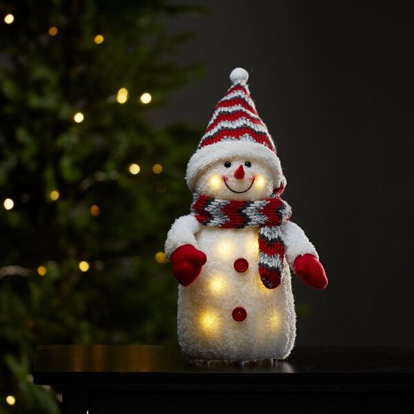 Schneemann Eglo 8 x LED Weihnachtsdekoration Batterie-Betrieb 38 cm