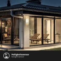 Akku-Leuchte Briloner Außenlampe 5,8 Watt LED Sensor Chrom-Matt Wandlampe IP44 Gartenleuchte