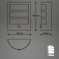 Akku-Leuchte Briloner Außenlampe 5,8 Watt LED Sensor Chrom-Matt Wandlampe IP44 Gartenleuchte