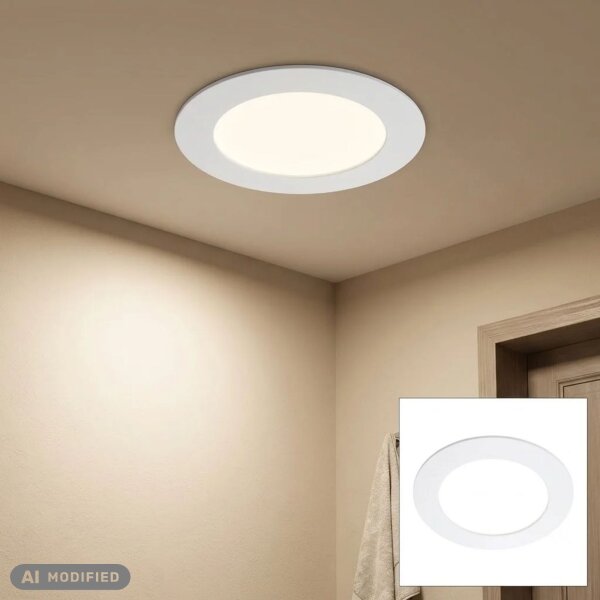 LED Einbaulampe, Weiß, Bohrloch 10,8 cm, 7 Watt, 800lm, Neutralweiß, IP44, Ø 12 cm – Briloner