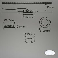 LED Einbaulampe, Weiß, Bohrloch 10,8 cm, 7 Watt, 800lm, Neutralweiß, IP44, Ø 12 cm – Briloner