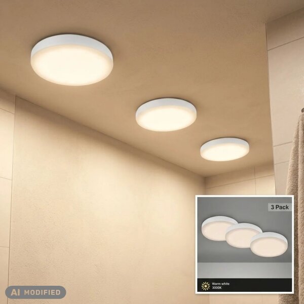 LED Einbauspots, Weiß, Bohrloch 5,6 cm, 3x3W, 350lm, 3000K, IP44, Ø 7,5 cm – Briloner