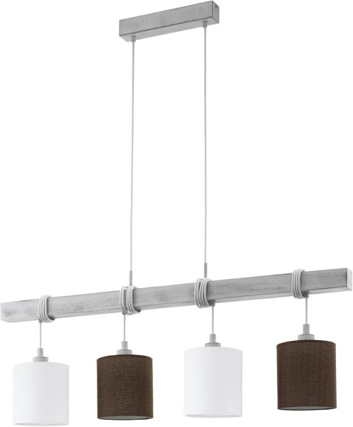 Pendelleuchte Eglo Townshend Hängelampe Textilschirm Landhausstil Weiß Braun Vintage