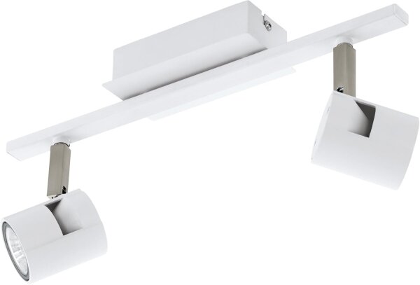Strahler Eglo Vergiano 2 x 5 Watt LED dimmbar über Schalter Deckenlampe Weiß Nickelmatt Spot Deckenleuchte