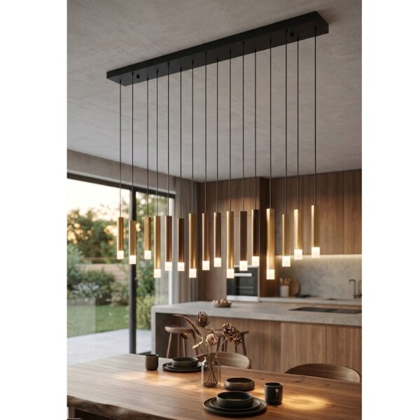Deckenleuchte Eglo Estanterios 16 x 3 Watt LED Schwarz Braun Gold Deckenlampe