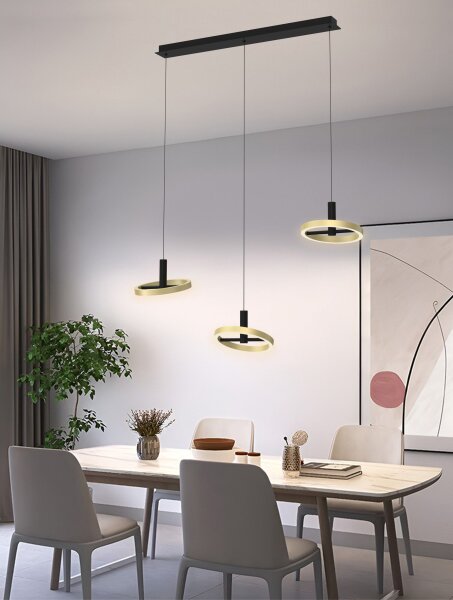 Pendelleuchte Eglo Brest 26 Watt LED Schwarz - Gold Pendellampe 3-Stufen-Dimmer Hängelampe