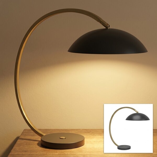 Tischlampe Roscoff, Schwarz-Gold, 10,5 Watt, 1100lm, 3000K, 55 x 25 x 46 cm – Eglo