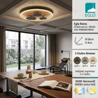 Deckenleuchte Eglo Reims 40 Watt LED Holz Schwarz 60 cm...