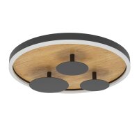 Deckenleuchte Eglo Reims 26 Watt LED Holz Schwarz 40 cm...