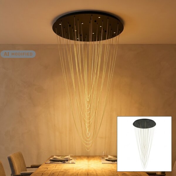 8-flammige Pendelleuchte Trepuco, Schwarz / Messing, 8 x 4,2W, dimmbar, Ø 78 cm – Eglo