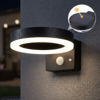 Globo Solar-Wandleuchte Kunststoff schwarz matt LED mit...