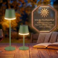 Globo VANNIESO Solar-Tischleuchte Metall blassgrün...