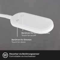 LED Wandleuchte Bettleuchte, Weiß, 6 Watt, 650lm, 3000K, Touchdimmer – Briloner