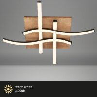 Briloner Vinka LED-Deckenleuchte Wellenform Schwarz-Holz...