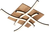 Briloner Vinka LED-Deckenleuchte Wellenform Schwarz-Holz 47,5cm 56W 3000K