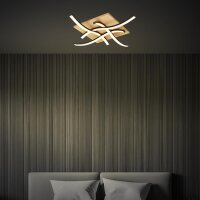 Briloner Vinka LED-Deckenleuchte Wellenform Schwarz-Holz 47,5cm 56W 3000K