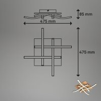 Briloner Vinka LED-Deckenleuchte Wellenform Schwarz-Holz 47,5cm 56W 3000K