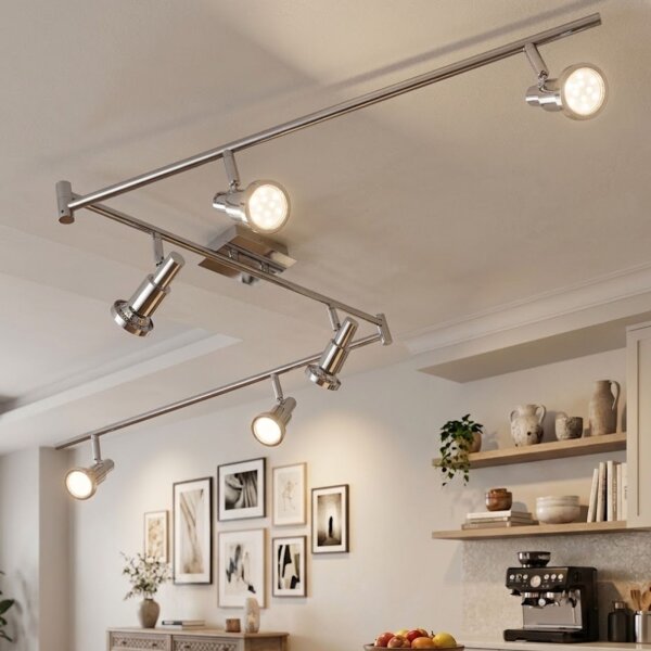 Strahler Casalux 6er Spot GU10 5 Watt LED Deckenlampe Warmweiß Nickelmatt Chrom Deckenleuchte