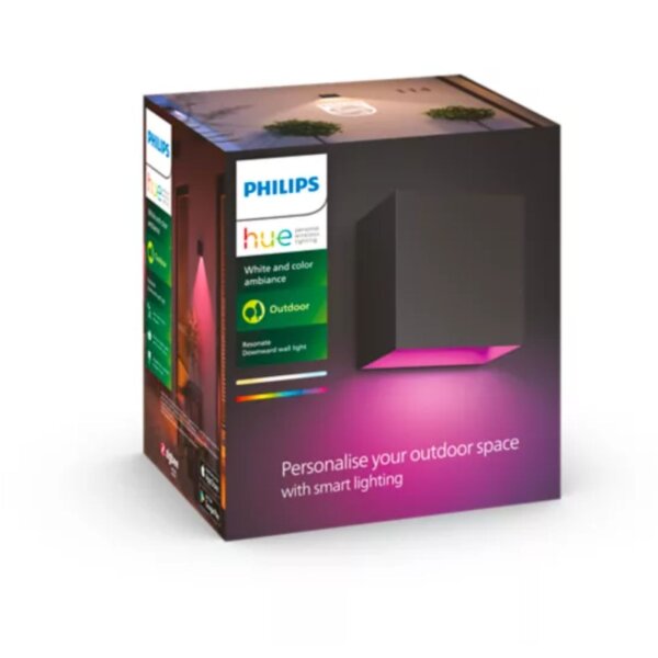 Außenleuchte Philips HUE Resonate 8 Watt LED Smart RGBW Wandlampe Schwarz Wandleuchte