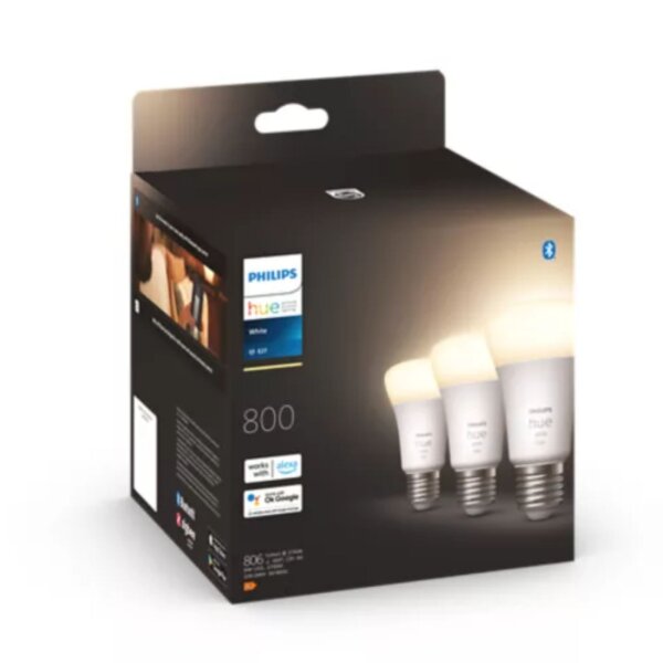 Leuchtmittel Philips HUE E27 3er Pack smart 9 Watt LED warmweiß