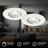 LED Einbauspots, Weiß, Bohrloch 6,8 cm, 2x4,9W, 480lm, 3000K, dimmbar, Ø 9 cm – Briloner