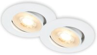 LED Einbaulampen, Weiß, Bohrloch 6,8 cm, 2x5W, 450lm, 3000K, schwenkbar, Ø 8 cm – Briloner
