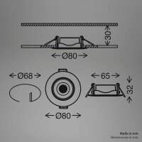 LED Einbaulampen, Weiß, Bohrloch 6,8 cm, 2x5W, 450lm, 3000K, schwenkbar, Ø 8 cm – Briloner
