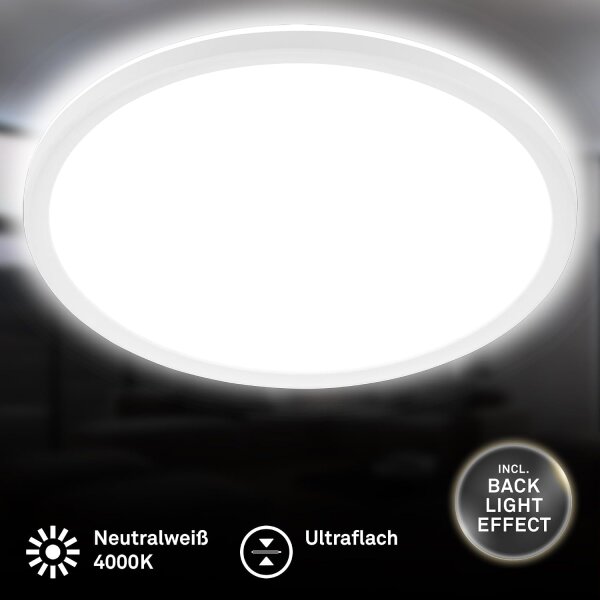 Deckenleuchte Briloner 18Watt LED 29 cm Rund Deckenlampe 4000K flack Backlight