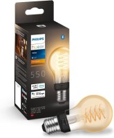 Philips Hue LED-Filamentlampe White A60 E27, 7W 550lm...