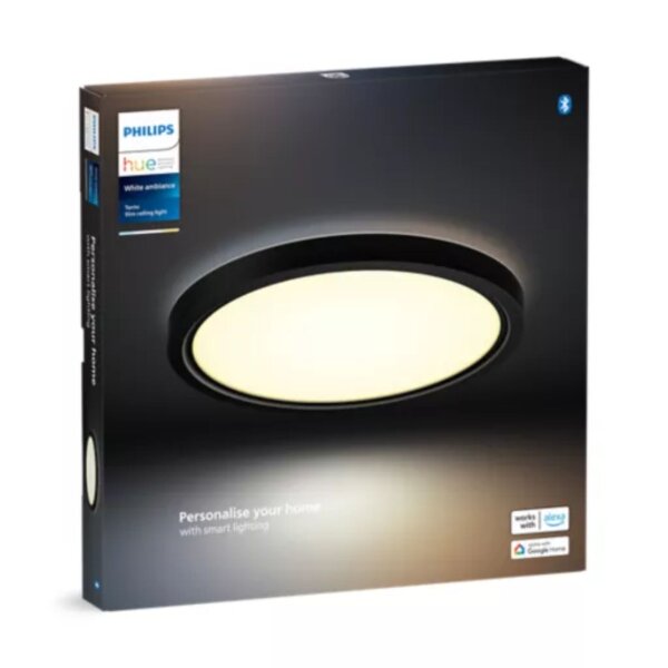 Philips Hue Deckenleuchte Tento 16,6 Watt LED Schwarz Rund Deckenlampe 29,1 cm CCT