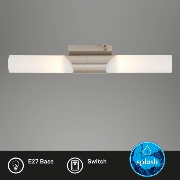 Badleuchte Briloner Wandleuchte Nickel 43,5 cm Wandlampe Schalter