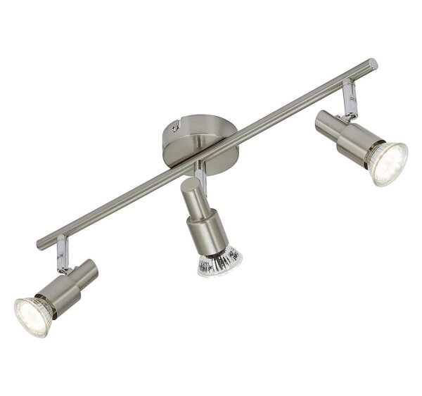 3-flammiger Deckenspot One, Matt-Nickel, 3x3W, 3000K, schwenkbar, 47,5 x 12 cm – Briloner