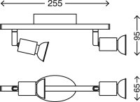 2-flammiger Deckenspot Simple, Nickelmatt, 2x3W, 3000K, 25,5 x 6,5 x 9,5 cm – Briloner