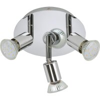 LED Deckenleuchte Splash, Chrom, 3x3W, 3000K, schwenkbar, Ø 16 cm – Briloner