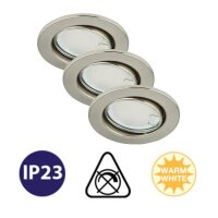 LED Einbauleuchten Downlight Attach, Nickelmatt, Bohrloch 6,8 cm, 3x5W, 3000K – Briloner