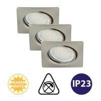 Einbauleuchte Briloner Attach LED Eckig Downlight 3er Set Deckenleuchte Nickelmatt