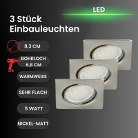 LED Einbauleuchten Downlight Attach, Nickelmatt, Bohrloch 6,8 cm, 3x5W, 3000K – Briloner