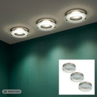 LED Einbauleuchten Downlight Attach, Nickelmatt, Bohrloch 6,8 cm, 3x4W, 3000K, Glas – Briloner
