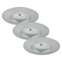 B-Kartonage Briloner  Attach Dim LED Einbaulampe 3er Set IP44 Dimmbar 6W Aluminiumfarbig