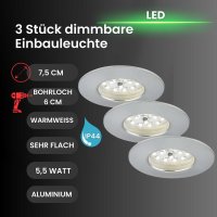 Briloner  Attach Dim LED Einbaulampe 3er Set IP44 Dimmbar...